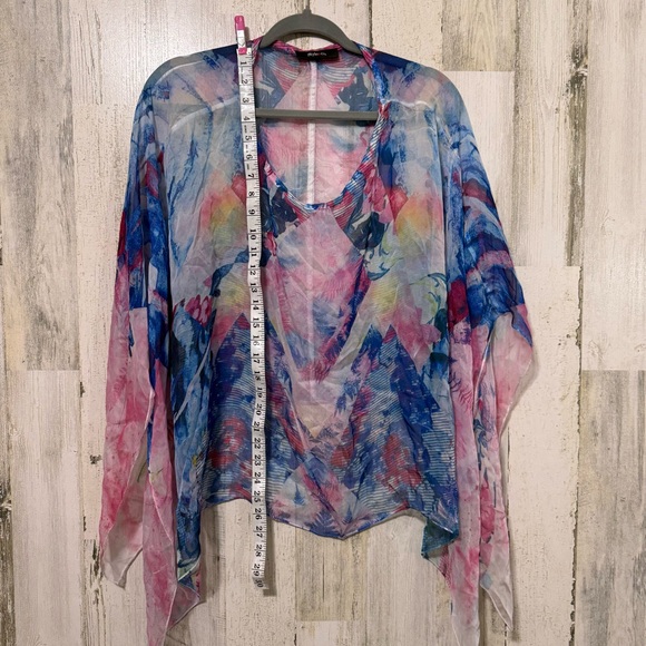 Colorful Sheer Poncho Top - Picture 4 of 4